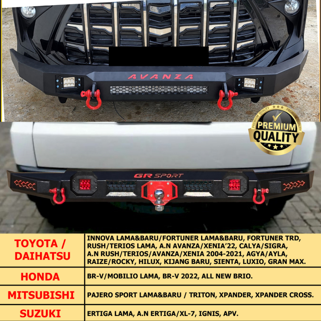 PROMO Paket Tanduk Depan Towing Belakang Besi Pengaman Bumper Depan Belakang Model Custom Emboss Inn