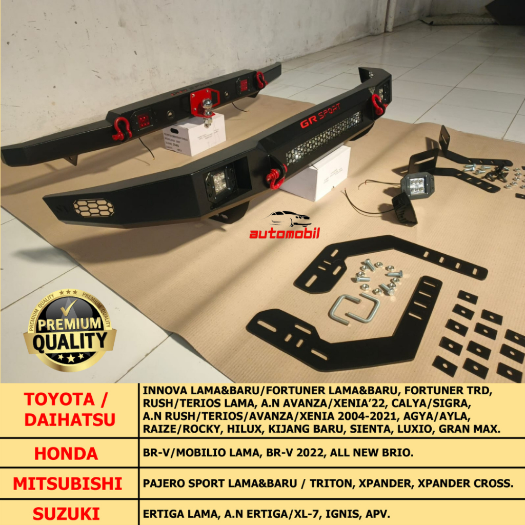 Paket Tanduk Depan Towing Belakang Besi Pengaman Bumper Depan Belakang Model Custom Emboss Innova, F
