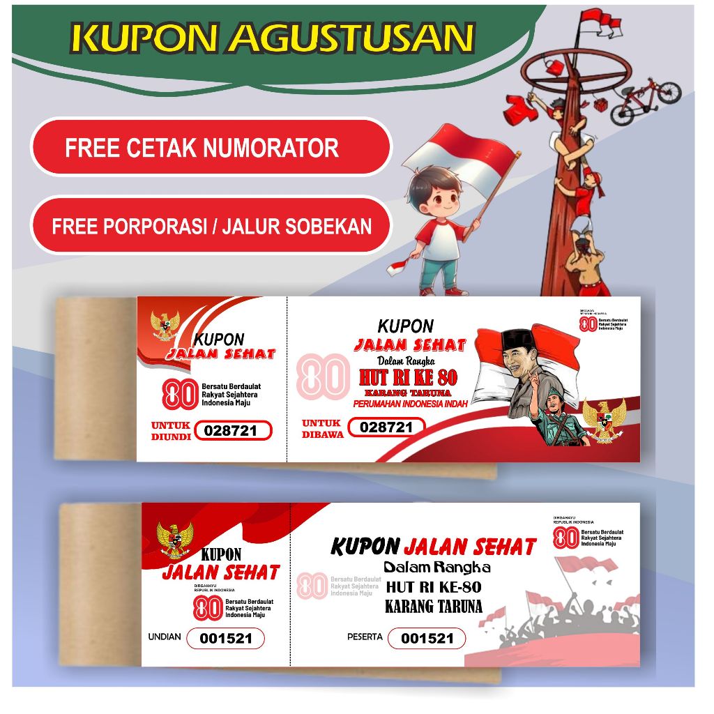 Kupon Jalan Sehat Kupon Agustusan Isi 100 Lembar