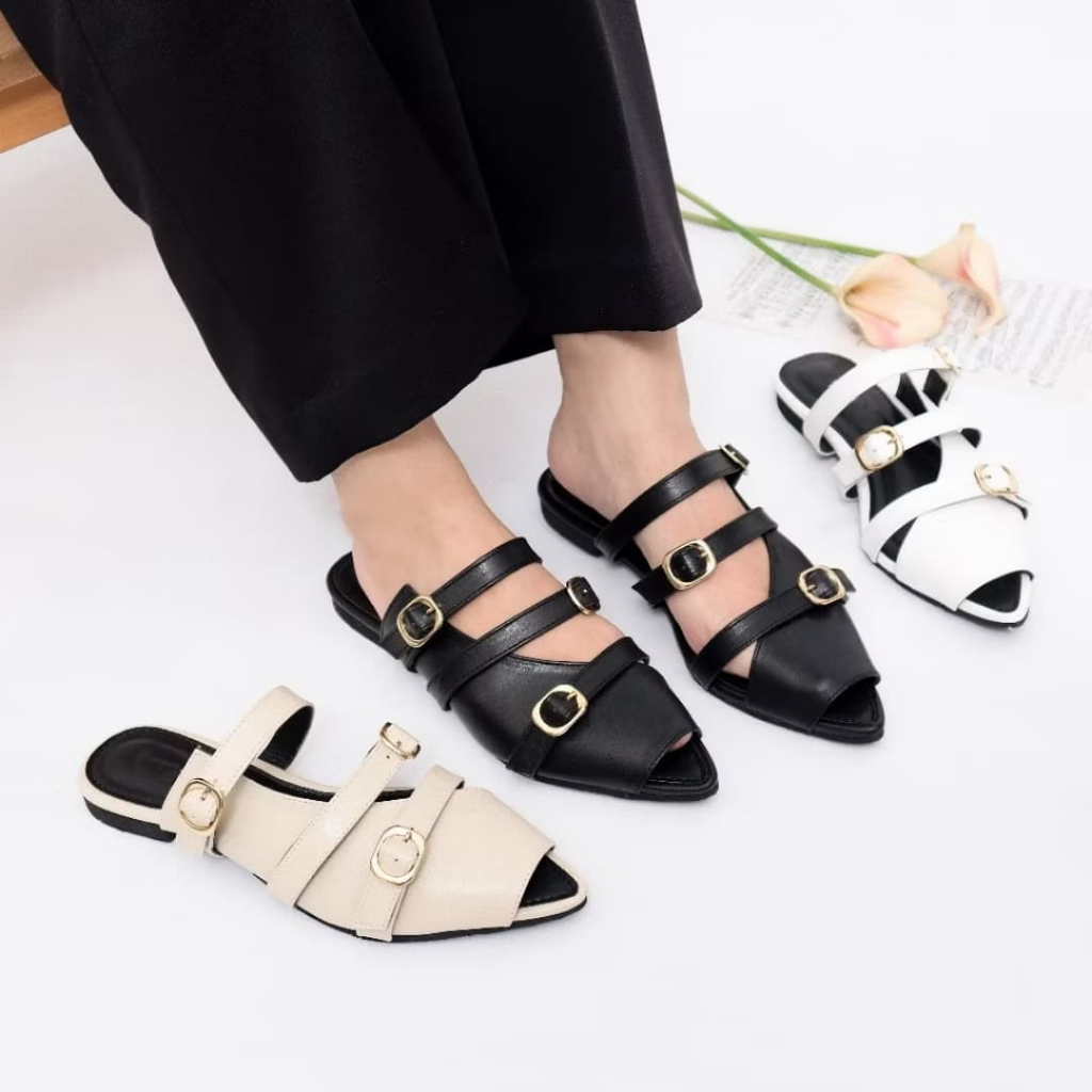 Green Live Sandal Slip On Mules Wanita NADHIRA Slippers