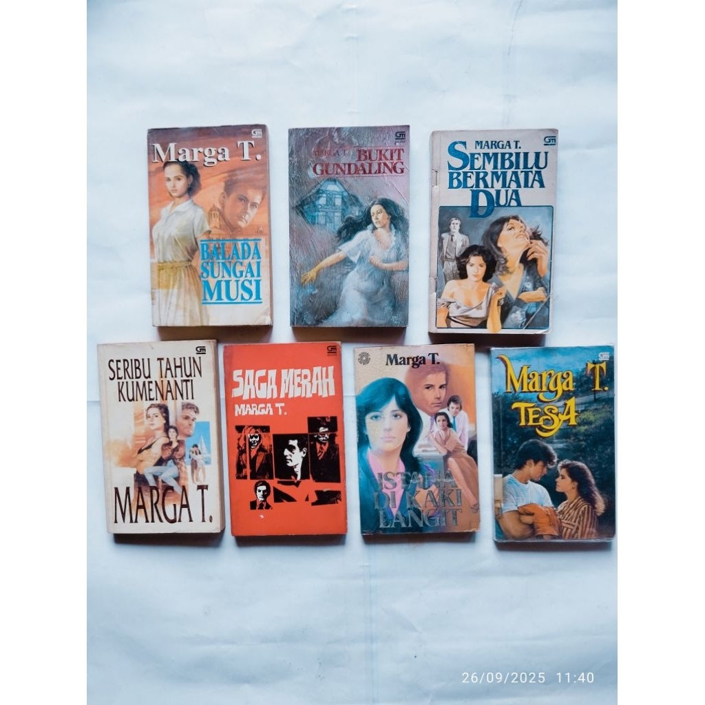 Buku Novel karya Marga T.: BALADA SUNGAI MUSI, KISHI, AMULET DARI NUBIA, SEKUNTUM NOZOMI, SERUBU TAH