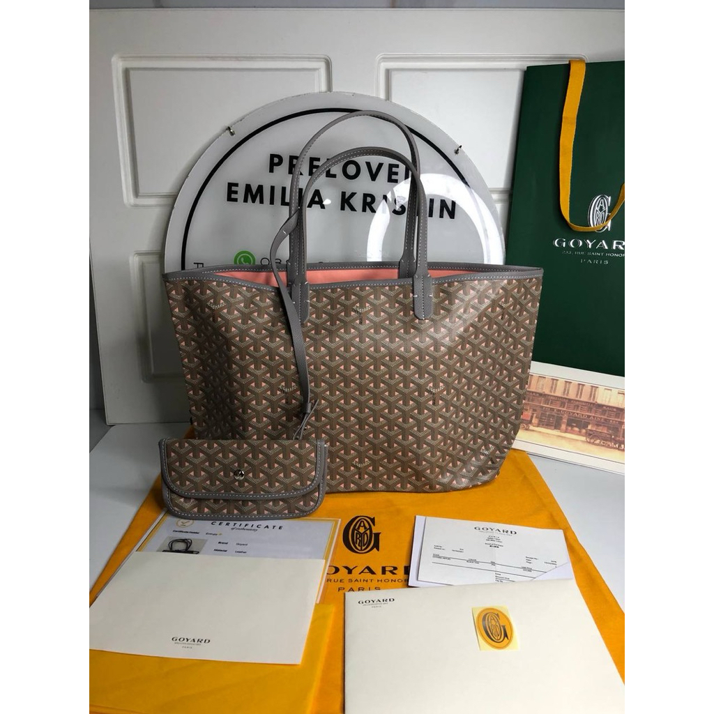 preloved limited rec 2022 St Louis claire voie beige khaki inside pink bag authentic