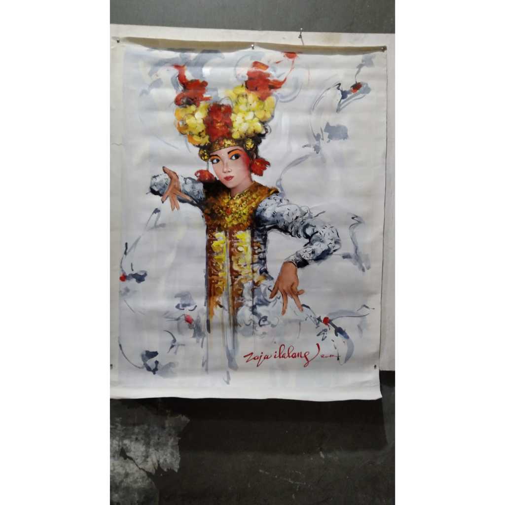 Lukisan Kanvas Penari Bali Karya Zaja Ilalang 2011 Kuno Jadul Antik