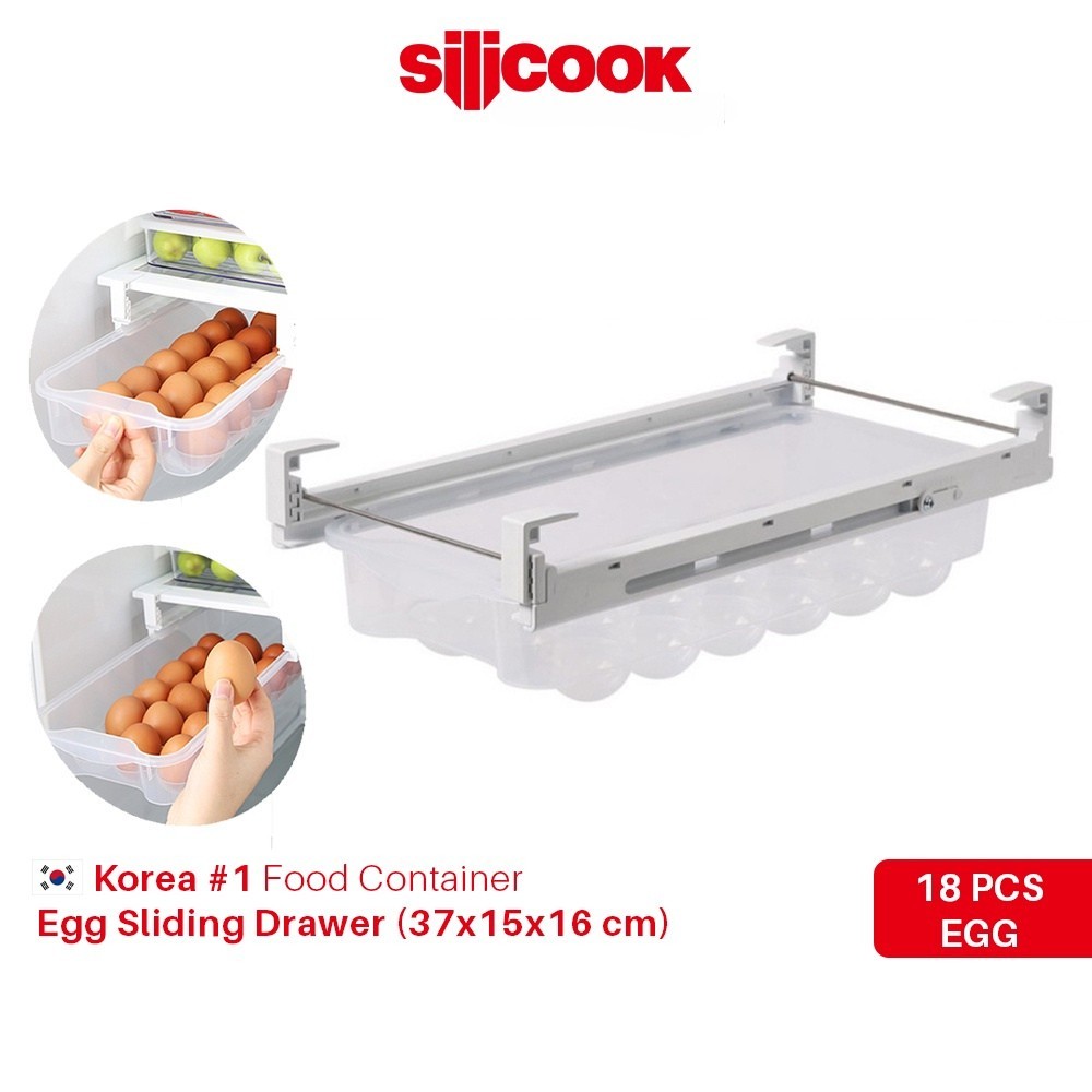 Titip Rumah - Silicook Egg Sliding Drawer (37*15*16 cm) - Tempat Telur 18 Pcs Egg Organizer