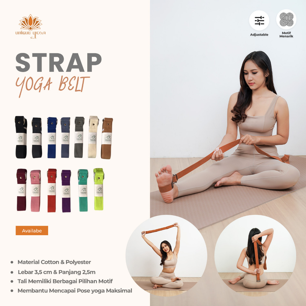 Strap Yoga Premium Polos / Strap Yoga Motif / Belt Yoga Motif / Belt Besi Yoga / Dring Yoga Belt / B