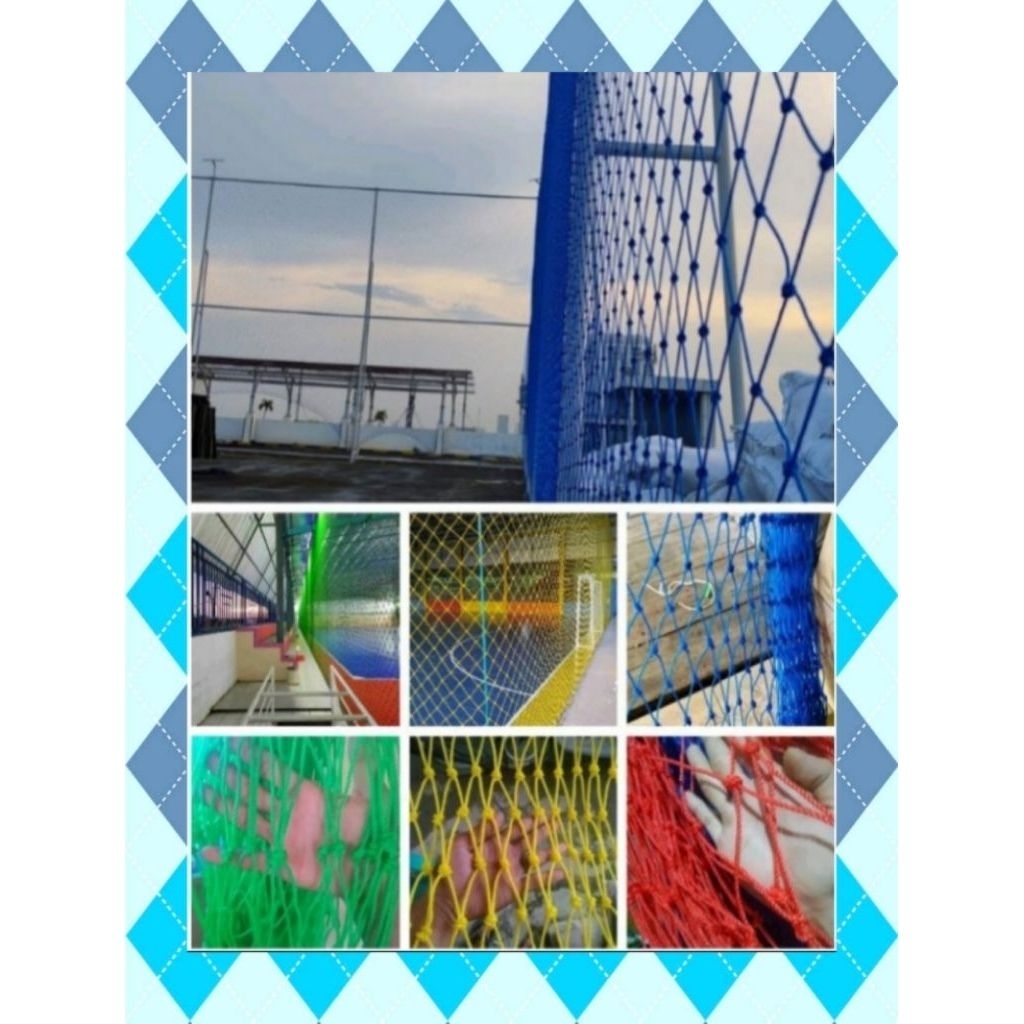 jaring tali pe 3mm, bisa untuk jaring futsal, mini soccer, voly, basket, jaring serbaguna lubang 10c