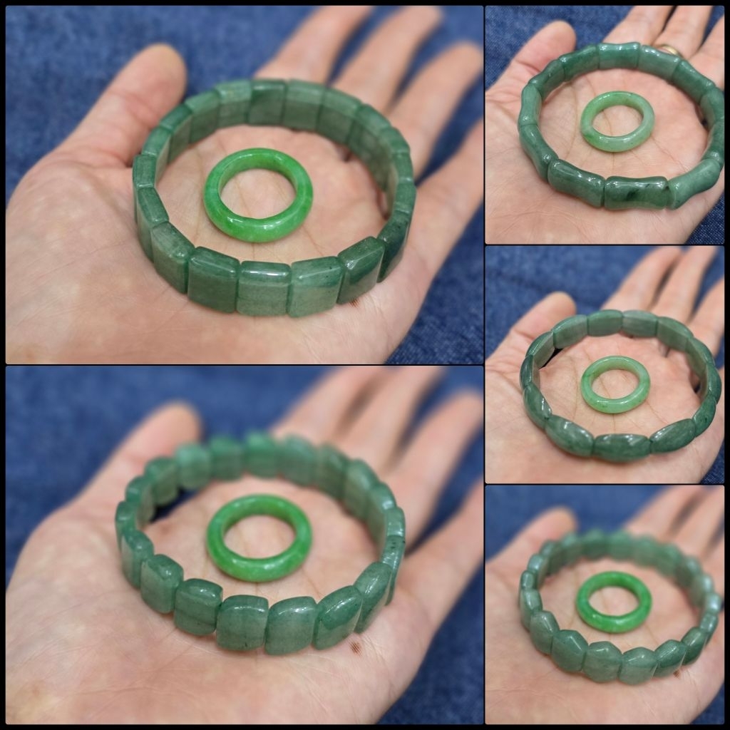 Satu set gelang giok dan cincin giok