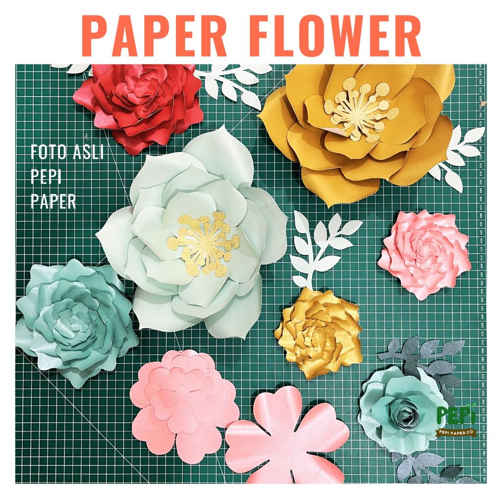 FLOPY Paper Flower Daun 2 Cabang & Daun Putik Bunga / Bunga Kertas Dekorasi