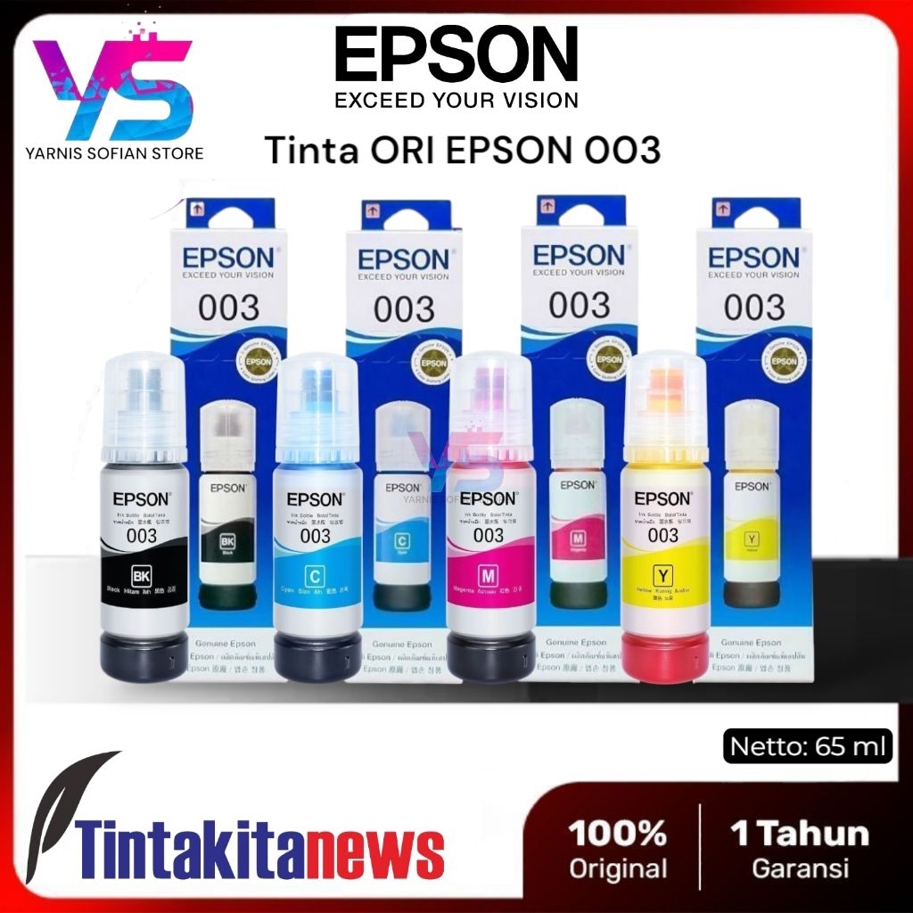 1SET Tinta Printer EPSON 003 ORIGINAL For Printer L1110 L3110 L5090