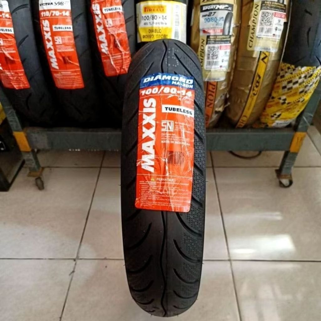 (FREE PENTIL) MAXXIS DIAMOND TUBELESS RING 14 100/80-14