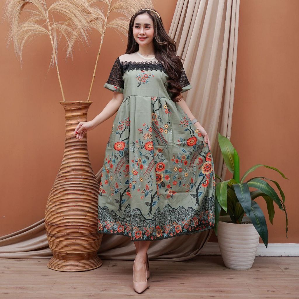 DRESS WANITA CANTIK FASHION BATIK MODERN