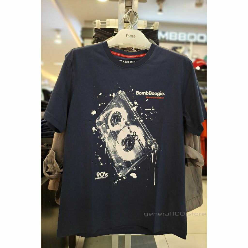 kaos biru tua pria BOMBBOOGIE 100% ORIGINAL