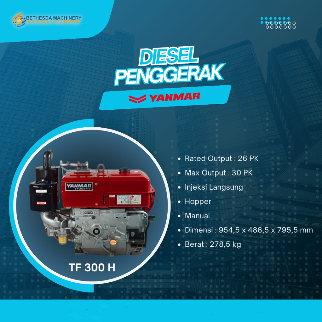 Mesin Penggerak Serbaguna Injeksi Langsung 30 PK Hopper - Yanmar TF 300 H