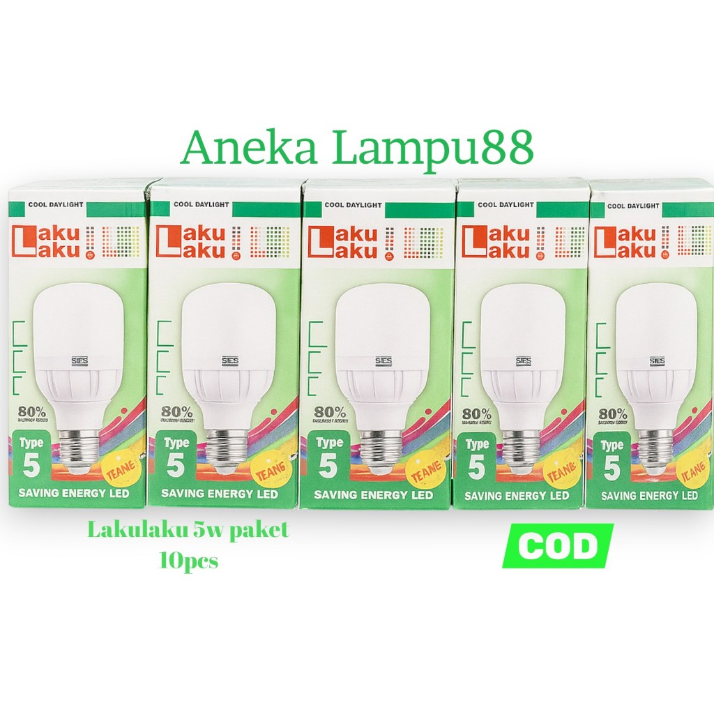 lampu led lakulaku 5 watt paket 10pcs - lampu bohlam 5 watt - lampu lakulaku - lampu 5 watt putih - 