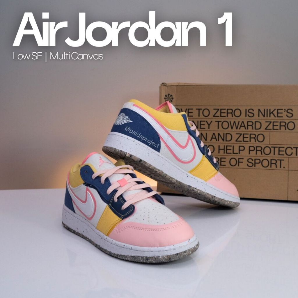Sepatu Sneakers Anak Air Jordan 1 Low SE Multi Canvas 100% Authentic