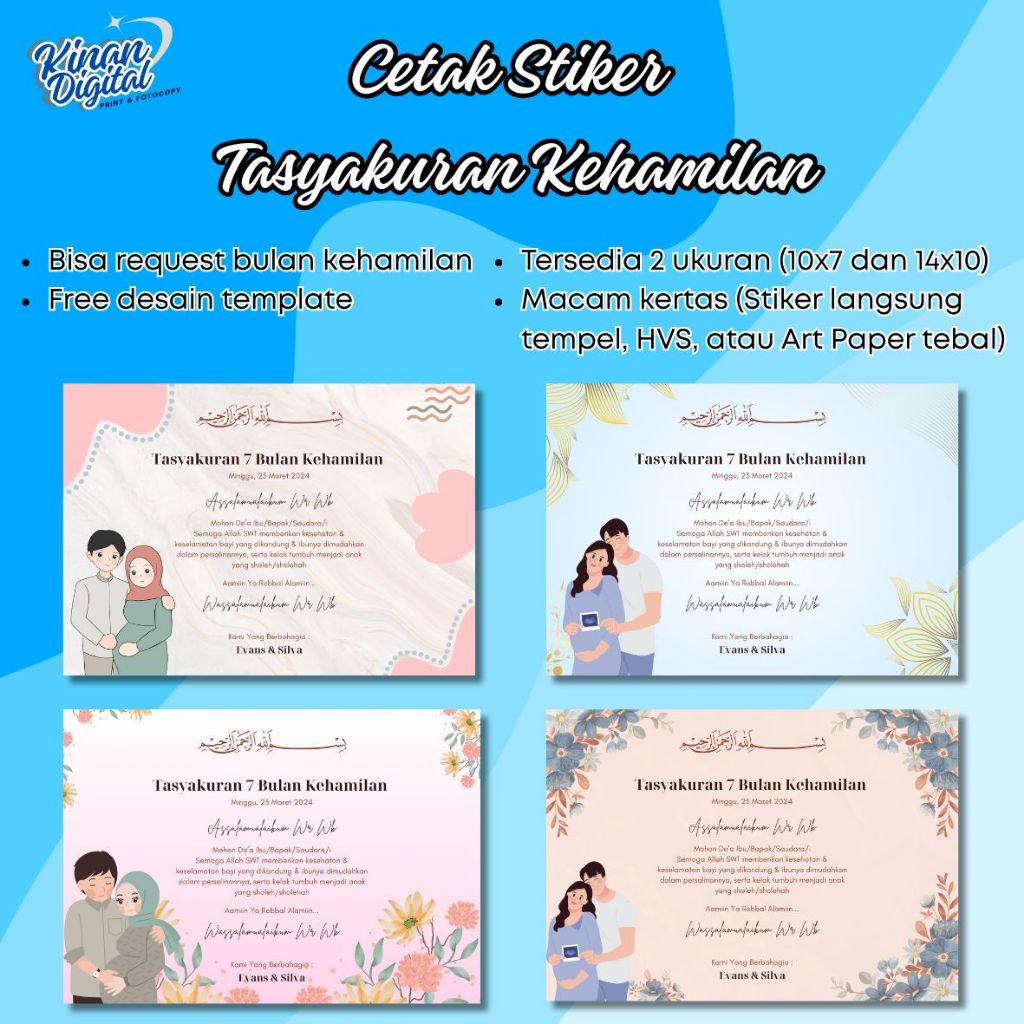 Stiker Kartu Tasyakuran Kehamilan / Stiker Tasyakuran 4 & 7 Bulanan / Stiker Nasi Kotak
