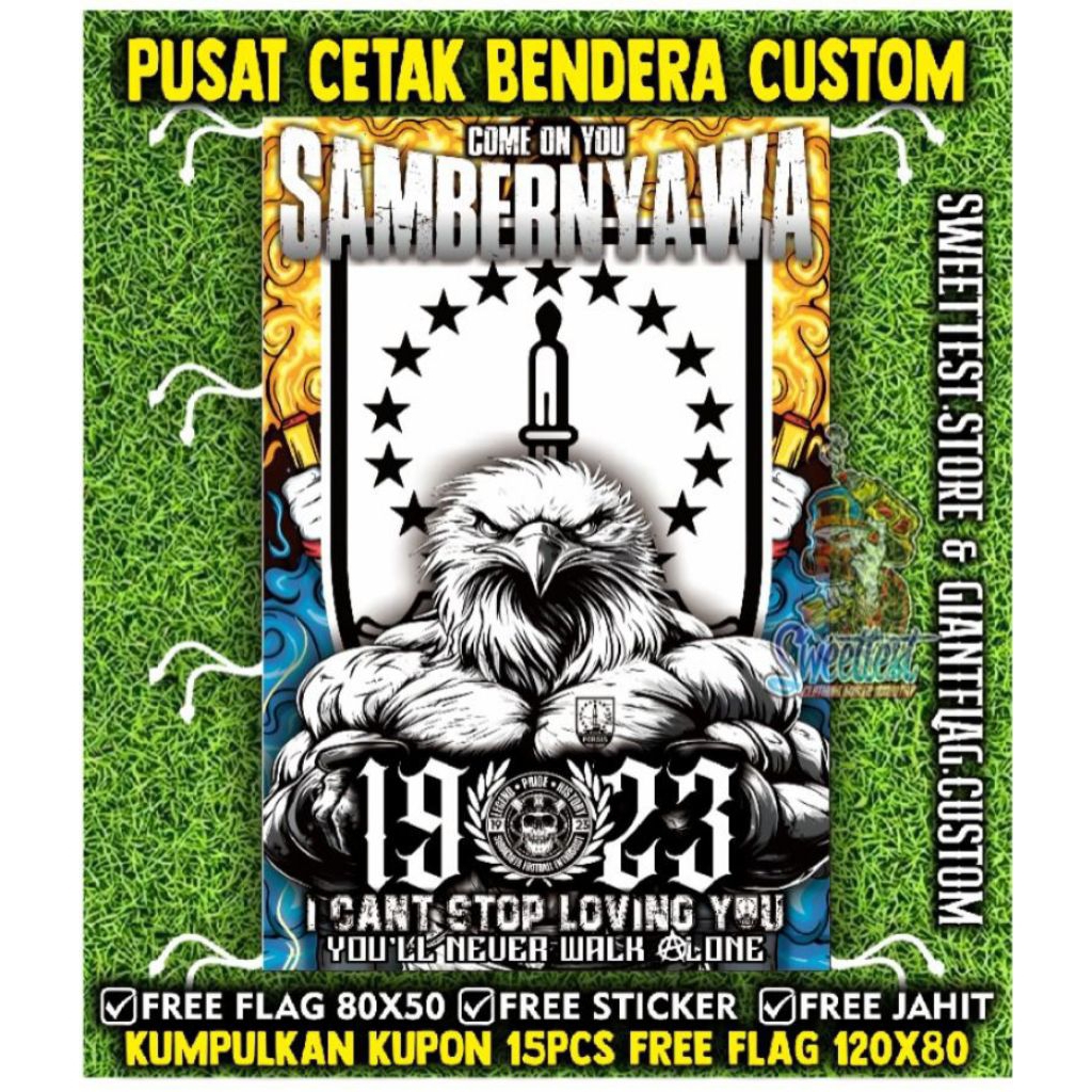 Penawaran Eksklusif + Free Bonus Flag Persis Solo + Bonus Sticker Bendera Persis Solo + Giant Flag P
