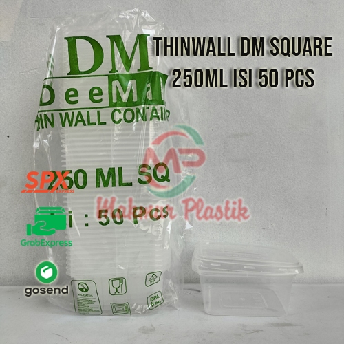 (DM) Per 25 Pcs Thinwall Persegi Square (SQ) Kecil / Kotak makan 150ml, 250ml