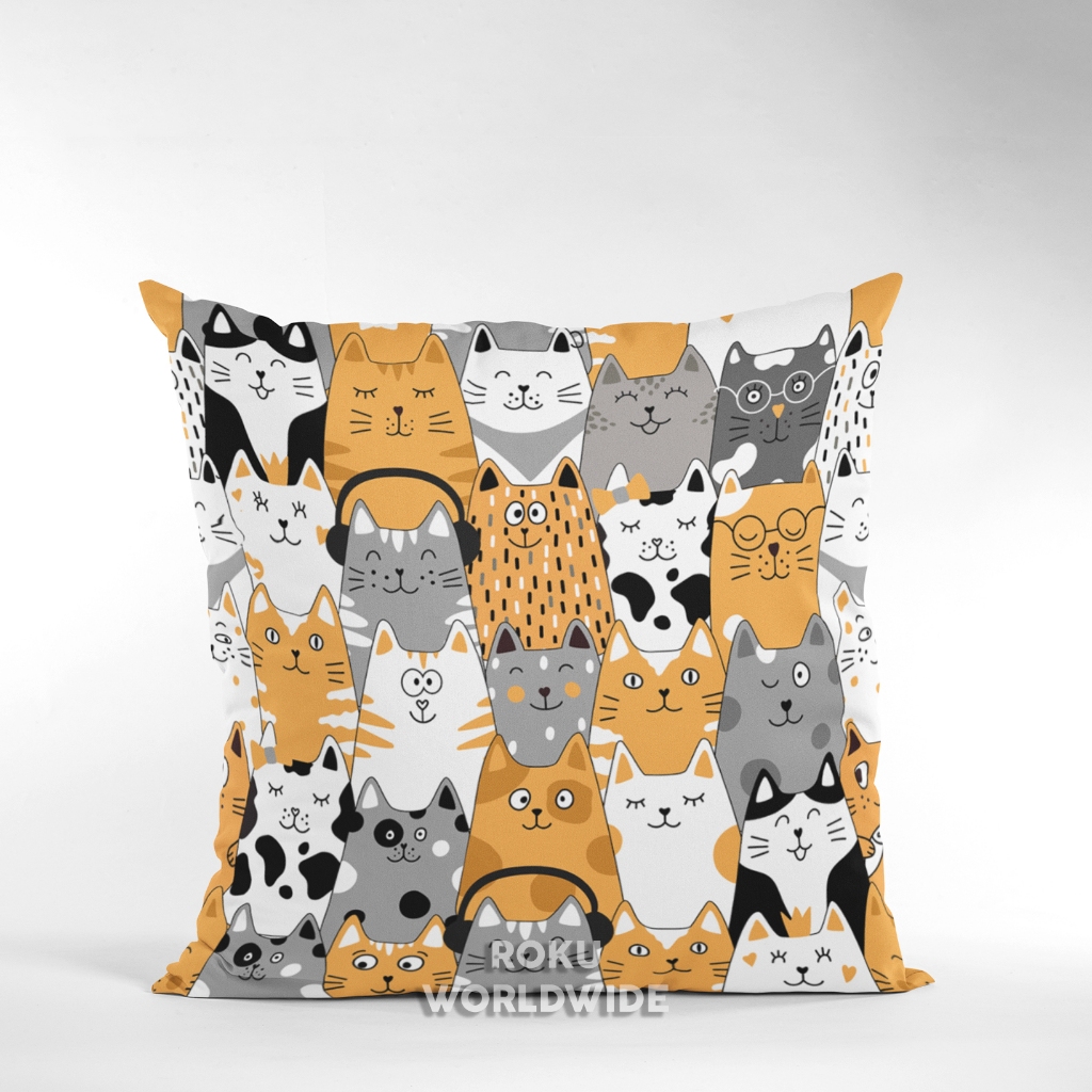 Roku Worldwide Bantal Sofa Aesthetic Karakter Kucing Hewan Binatang Dekorasi Hiasan Kamar GH556