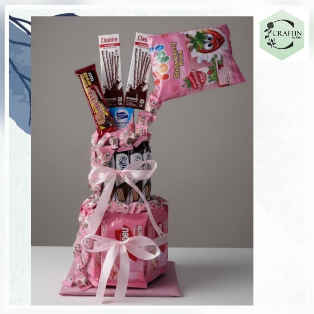 Snack tower permen tumpah / CRAFTINBYTITIN / ulang tahun / ciki permen / tower tingkat / kue tingkat