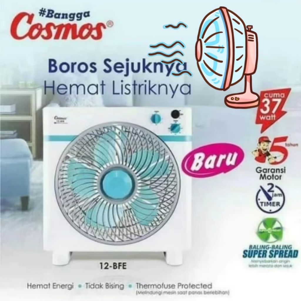 Box fan COSMOS 12BFE T 12inch kipas angin kotak COSMOS 12inch