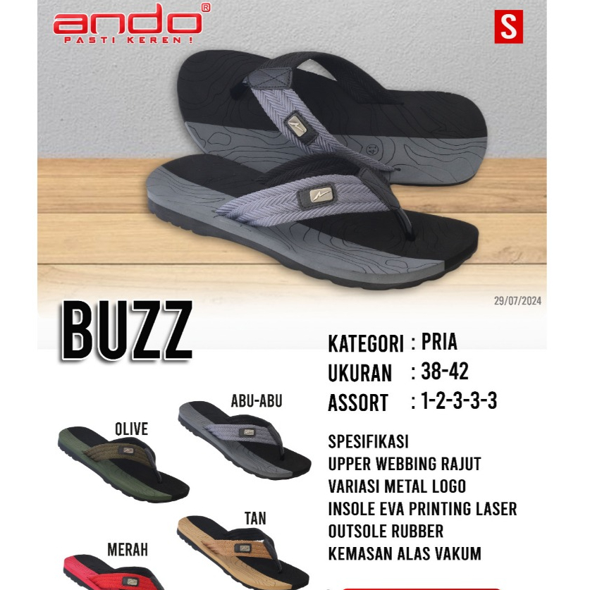 ANDO BUZZ - Sandal jepit Pria Karet Ando 2025