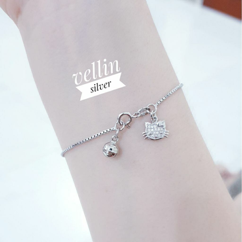 Gelang Tangan Italy Perak 925 Lapis Emas Putih - Gelang Fashion Wanita Silver Asli 925 Antikarat