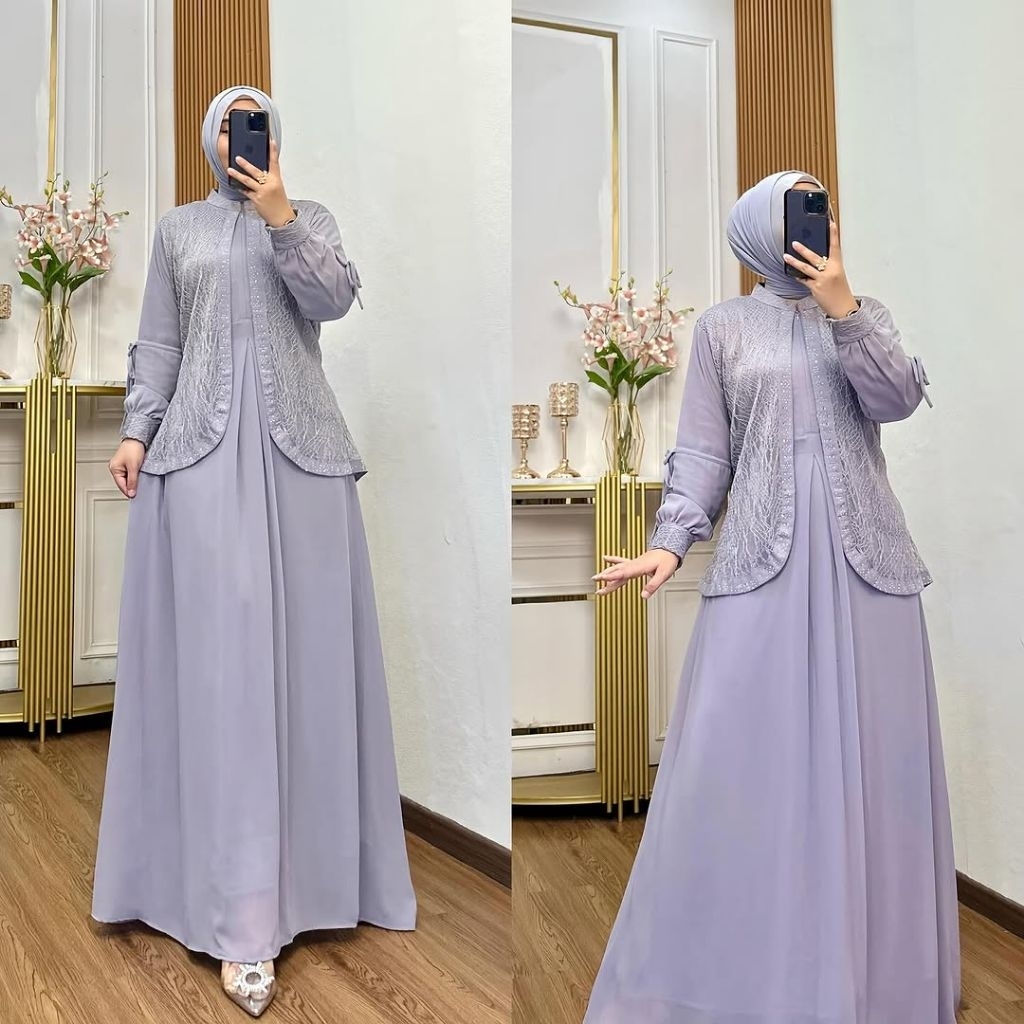 Delova dress gamis burkat terbaru 2025 model terbaru dress kondangan simple elegan muslim baju wanit