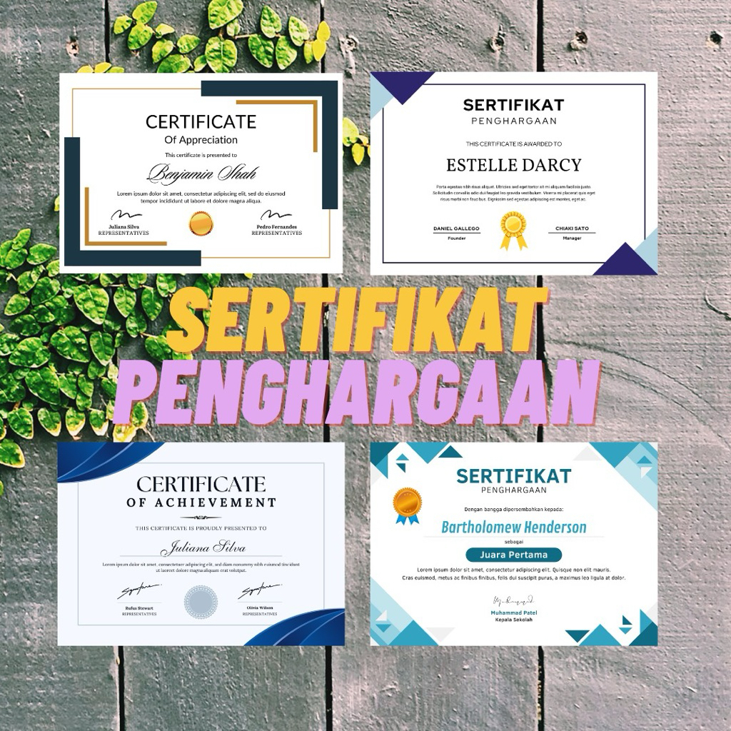 Sertifikat Piagam Penghargaan / Kejuaraan / Webinar