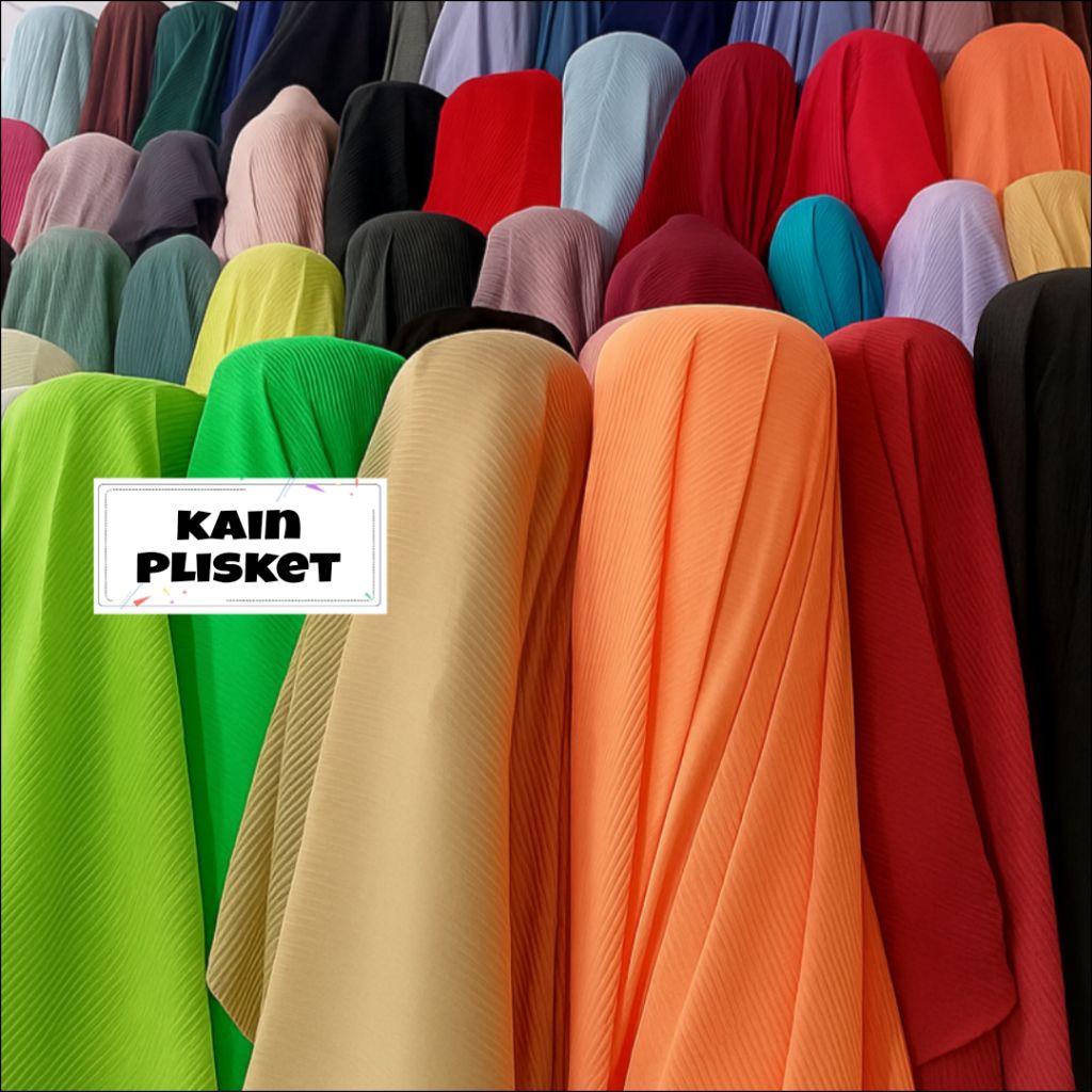 ​Kain Plisket Ceruty Premium Meteran - Bahan Gamis Rok Dress Blouse Plisket Ceruti Seruti (Harga Kai
