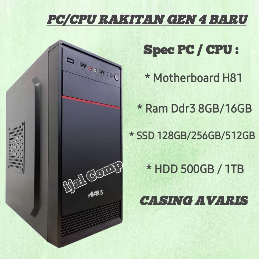 PC/CPU RAKITAN GEN 4 BARU