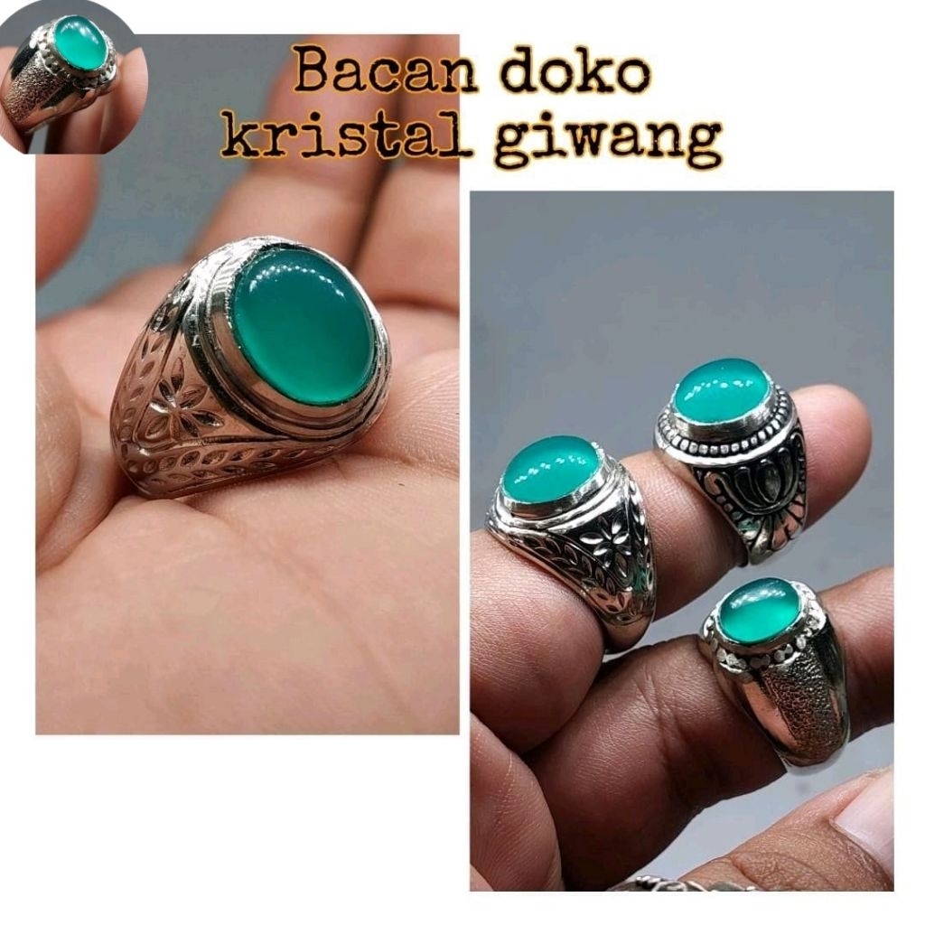 Cincin bacan doko kristal giwang / bacan minion / cincin batu akik bacan murah