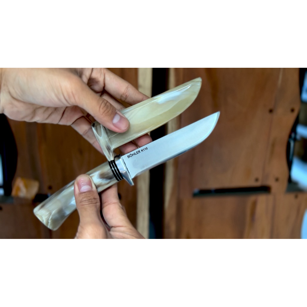 Pisau Dapur Spesial Bohler K110 fulltanduk Bule / Skinner Bohler K110 Bule