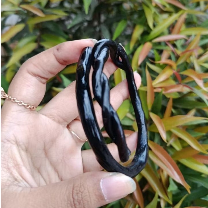 GELANG PRIA AKAR BAHAR HITAM MODEL LILIT PELINTIR CAKEP LENTUR DAN ASLI