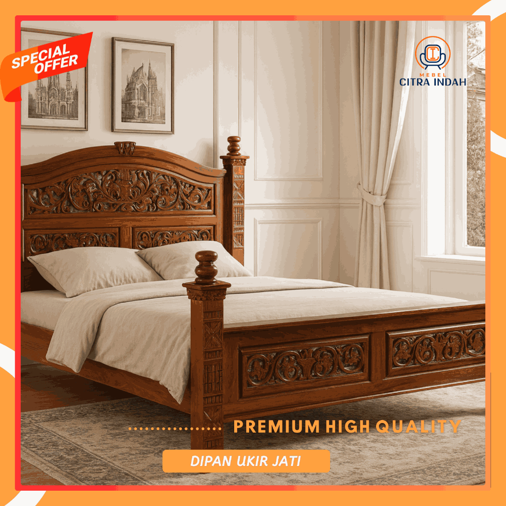 Dipan Ukir Kayu Jati Rahwana Divan Besar Mewah Dipan Ukir Jepara Ranjang Bed Kasur Tempat Tidur