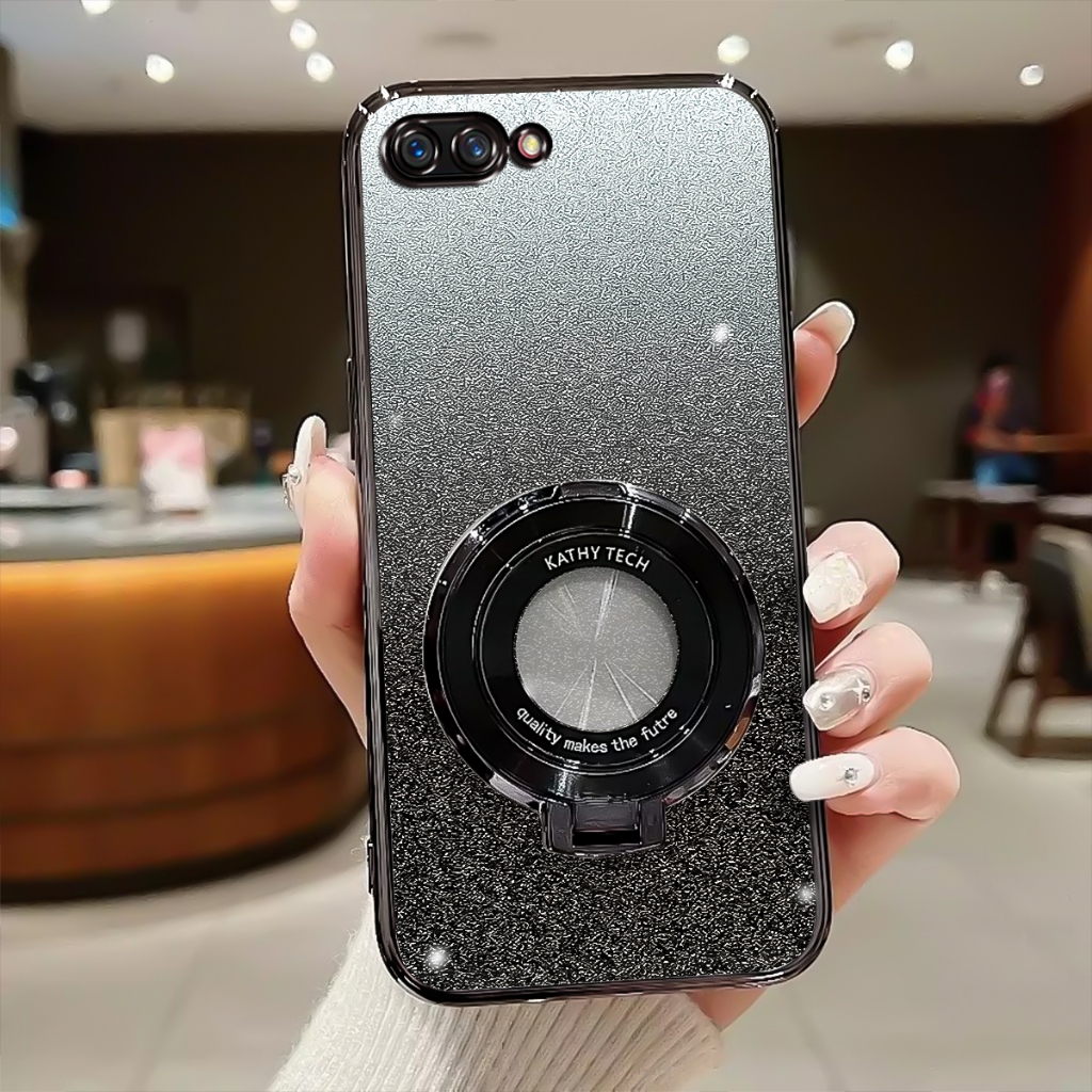 Softcase Oppo A3S Case Glitter Luxury Silikon With Ring Stand