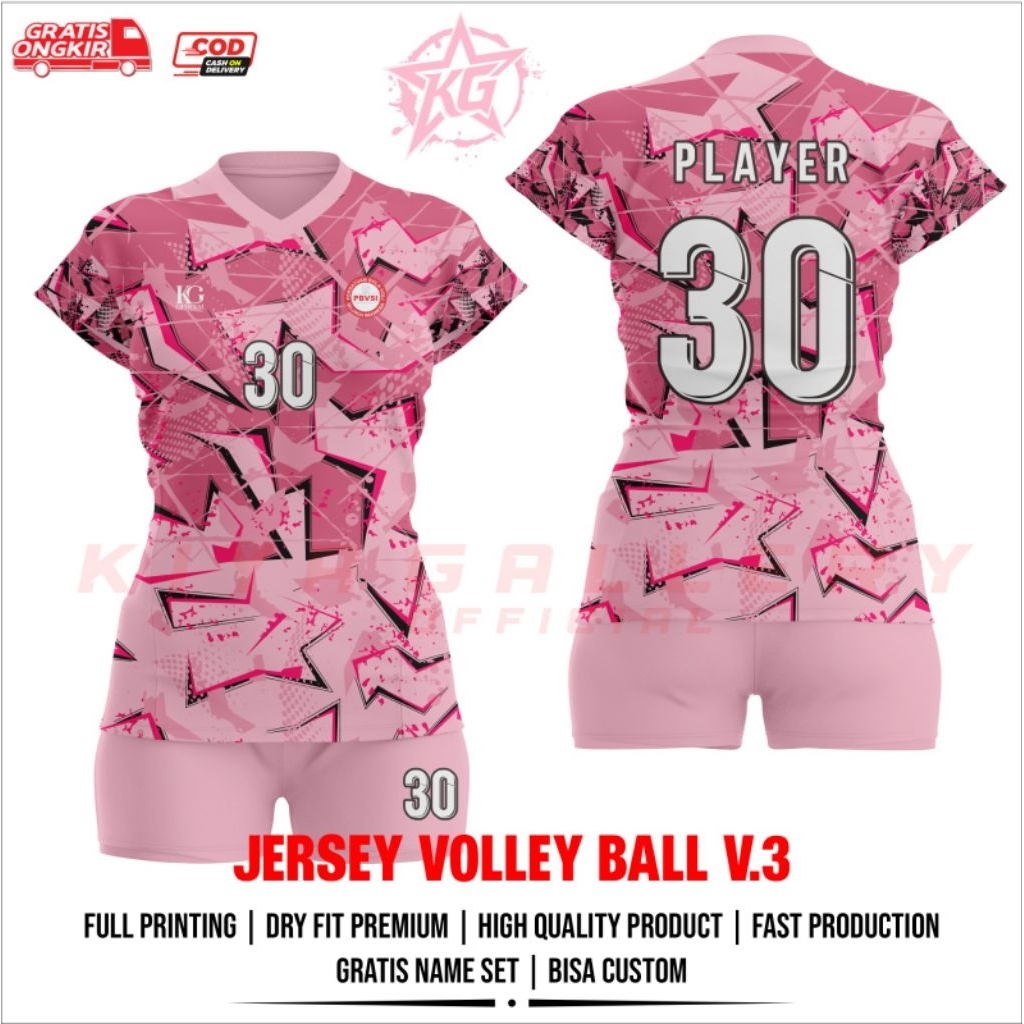 JERSEY BAJU VOLI WANITA V.3 FULL PRINTING GRATIS NAMA DAN NOMOR