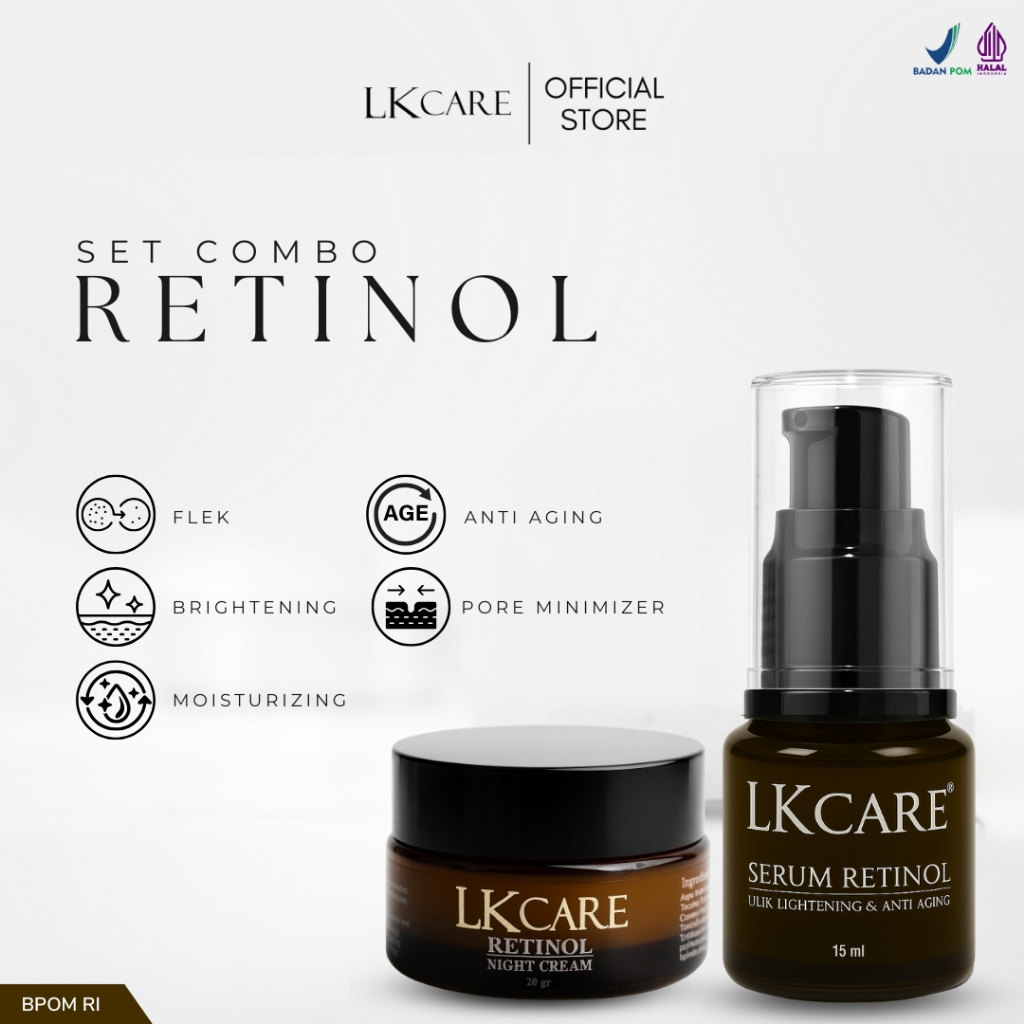 LKCare Paket serum retinol dan retinol night cream bpom anti aging