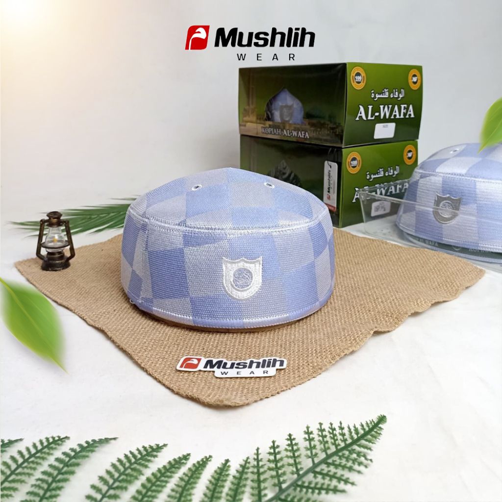 Peci Kopiah Songkok Putih Malaysia Anak usia TK, SD, SMP, SMA, MONDOK Premium Motif Catur AL WAFA | 