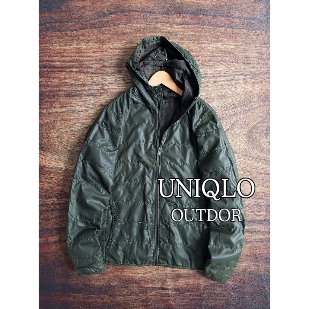 JAKET UNIQLO OUTDOR HIJAU ARMY DALEMAN INER