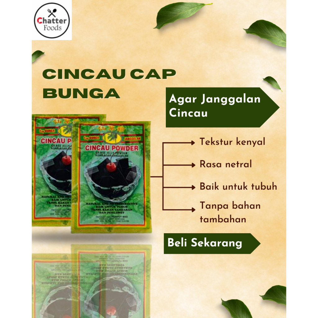 Cincau Cap Bunga Janggelan 33gr/ Grass Jelly Powder/ Agar Janggelan Cincau Powder
