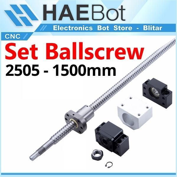 [HAEBOT] Set Ballscrew Ball Screw SFU2505 SFU 2505 150cm BKBF CNC Router Plasma Slider Mekanik Trans