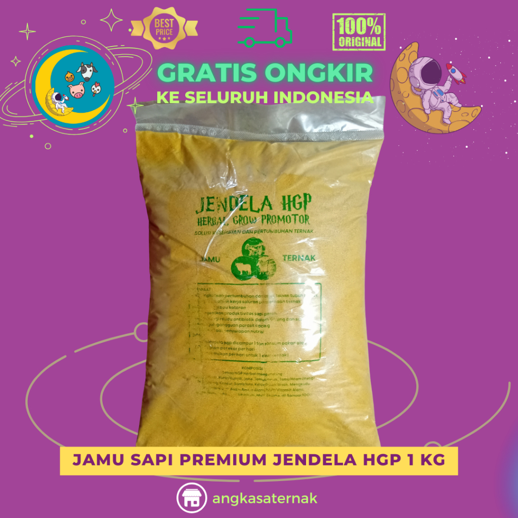 JAMU SAPI PREMIUM JENDELA HGP 1 KG - Meningkatkan Pertumbuhan Ternak Ruminansia.