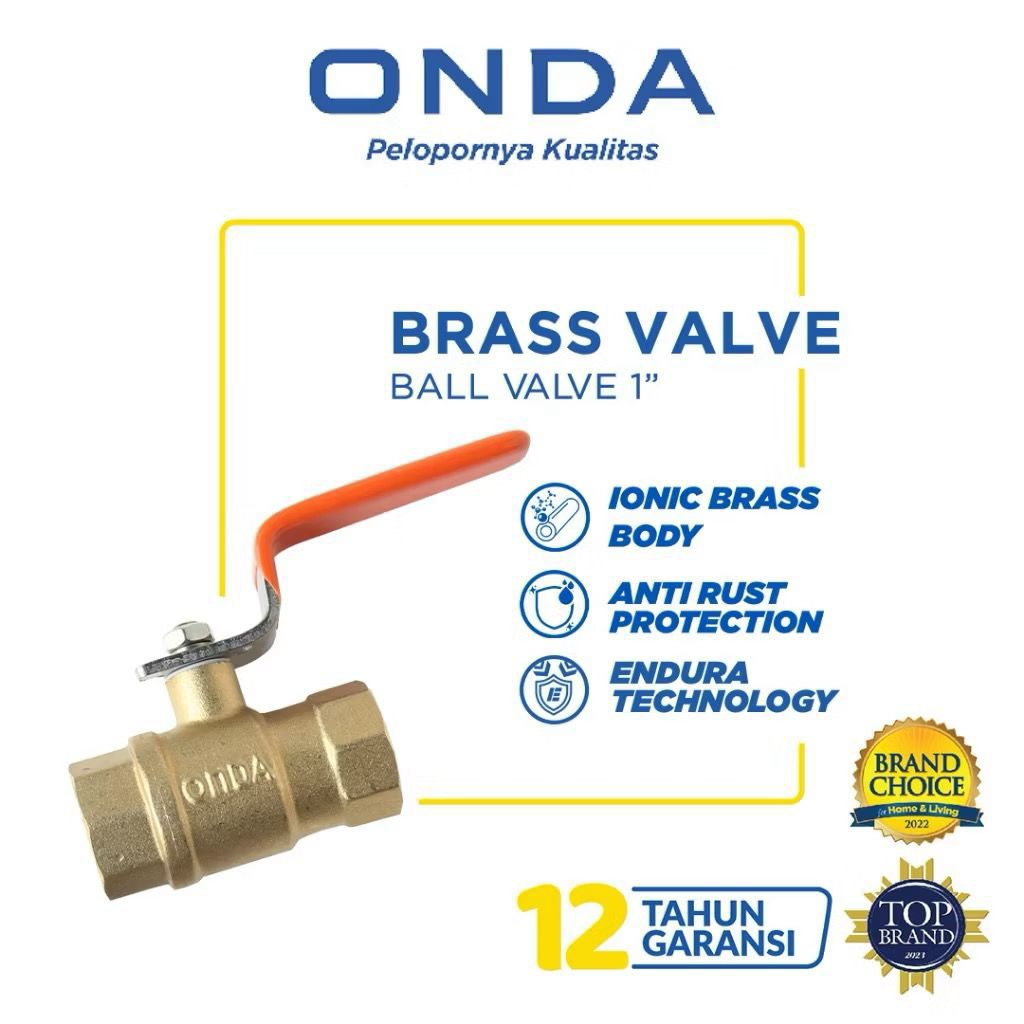 Ball Valve Kuningan Brass ONDA stop kran keran air ASLI BALLVALVE STOP KERAN KUNINGAN