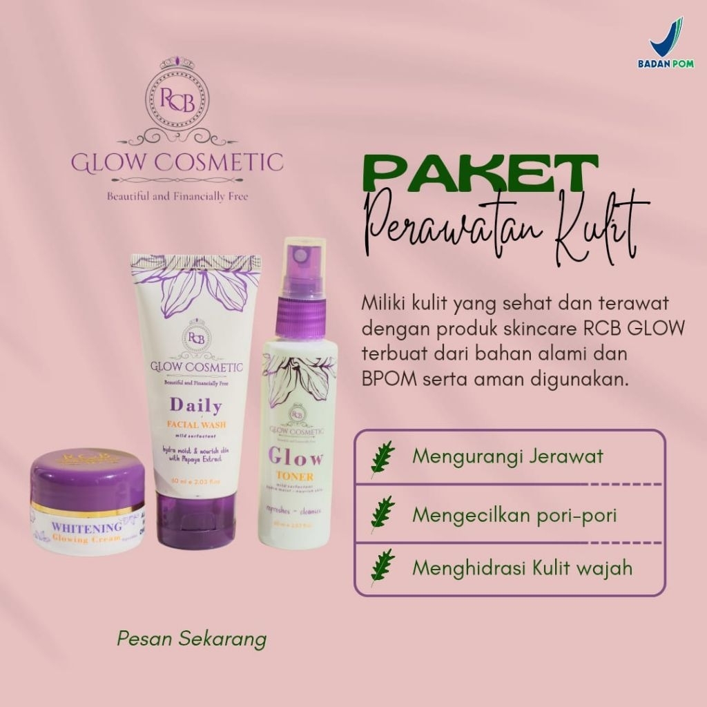 PAKET GLOWING RCB GLOW COSMETIC (SABUN, TONER & CREAM)