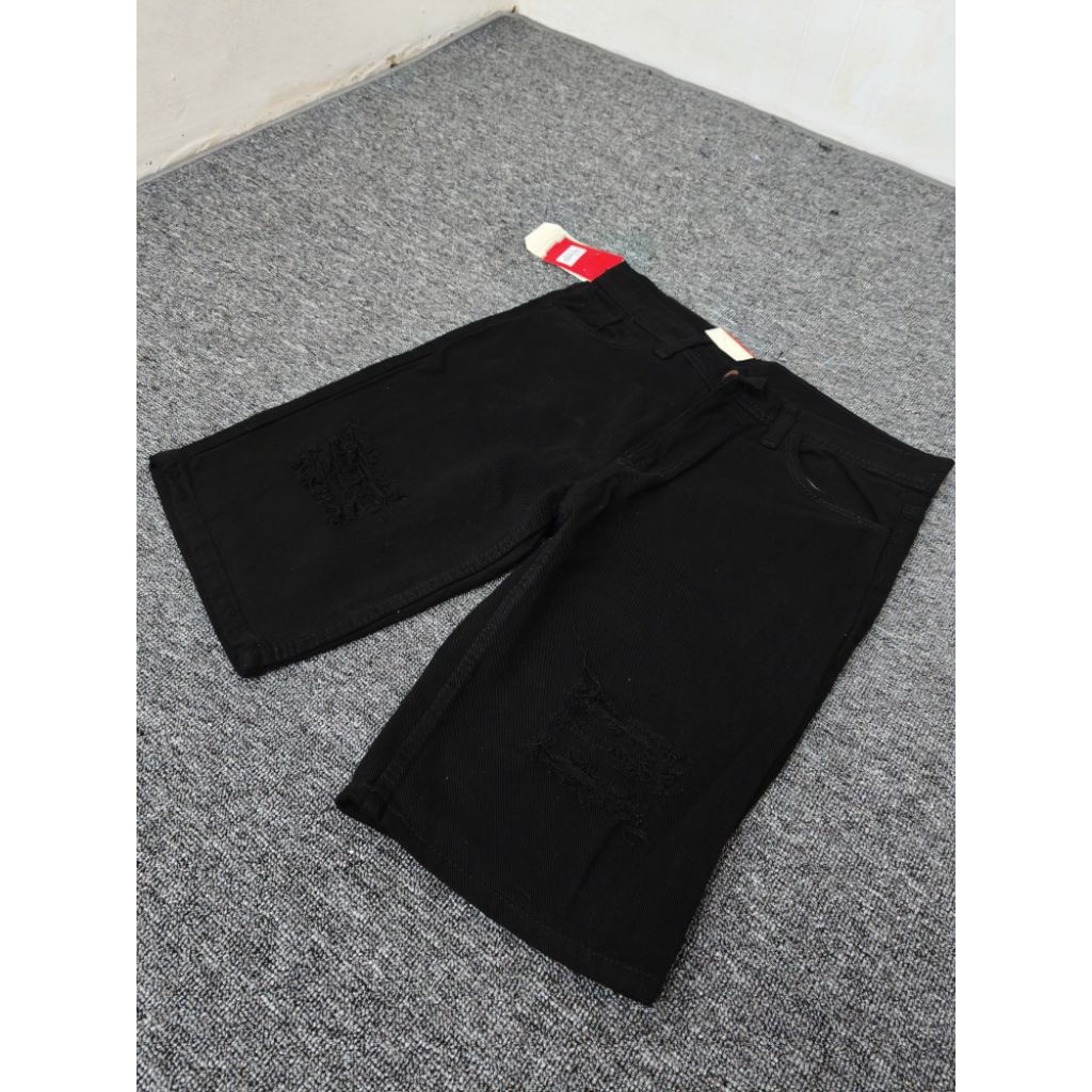 Celana jeans pendek pria Bahan premium Hitam pekat