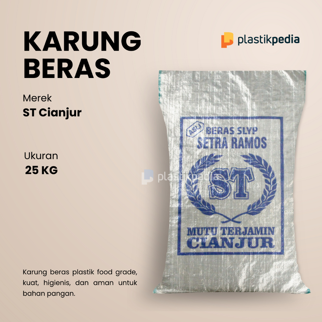 Karung Beras Plastik Setra Ramos ST Cianjur 25 kg – Ukuran 45x75 cm (ISI 10 PCS)
