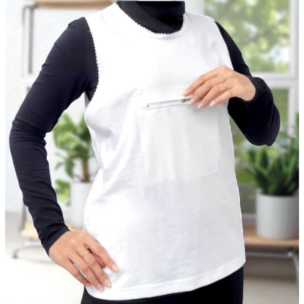 Singlet Wanita Renda Putih Kantong Nyaman || Singlet Wanita Katun Renda Kantong Resleting