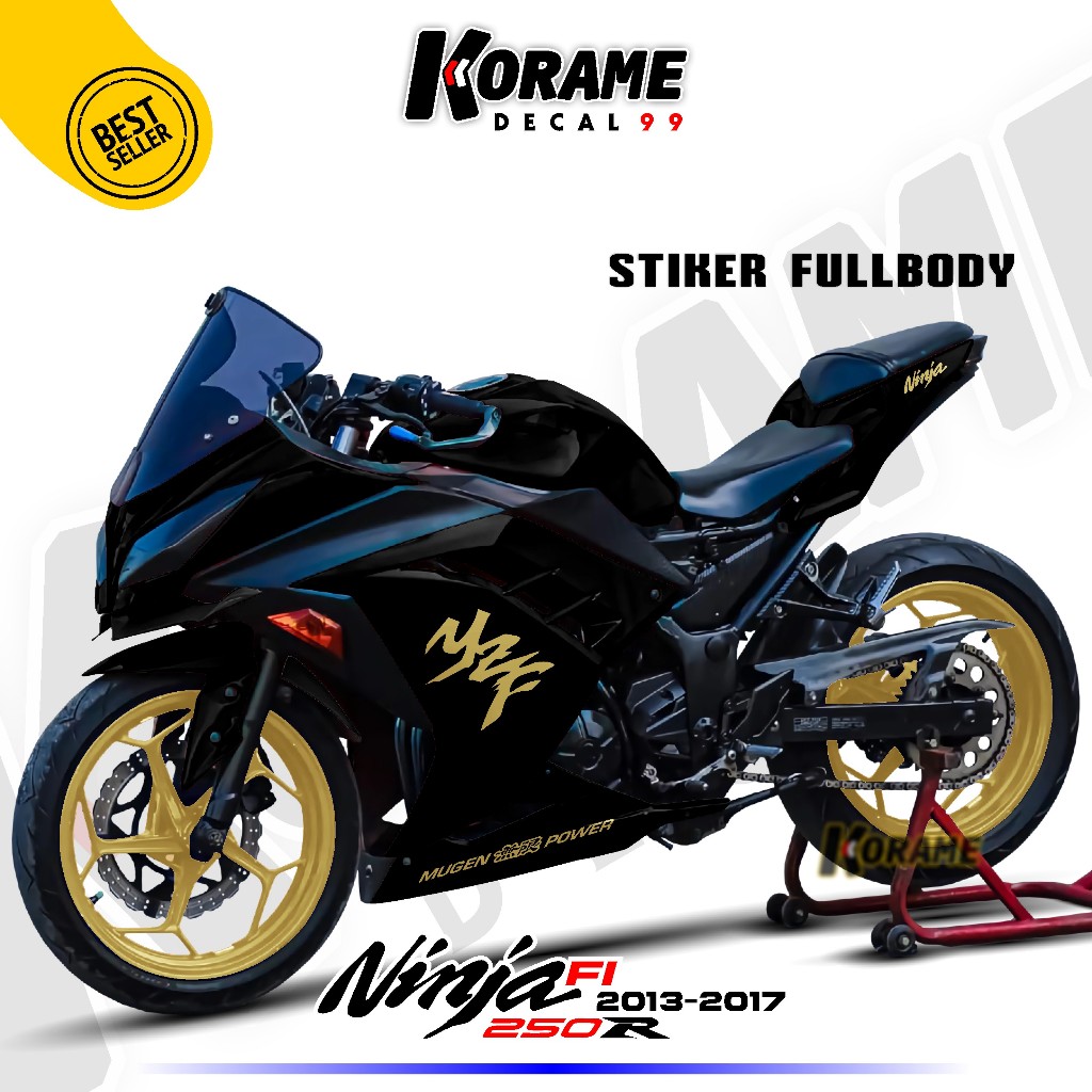 Decal Striping Kawasaki Ninja 250 FI  Full body - Striping Ninja 250 Fi Model YZF Warna Polosan Blac
