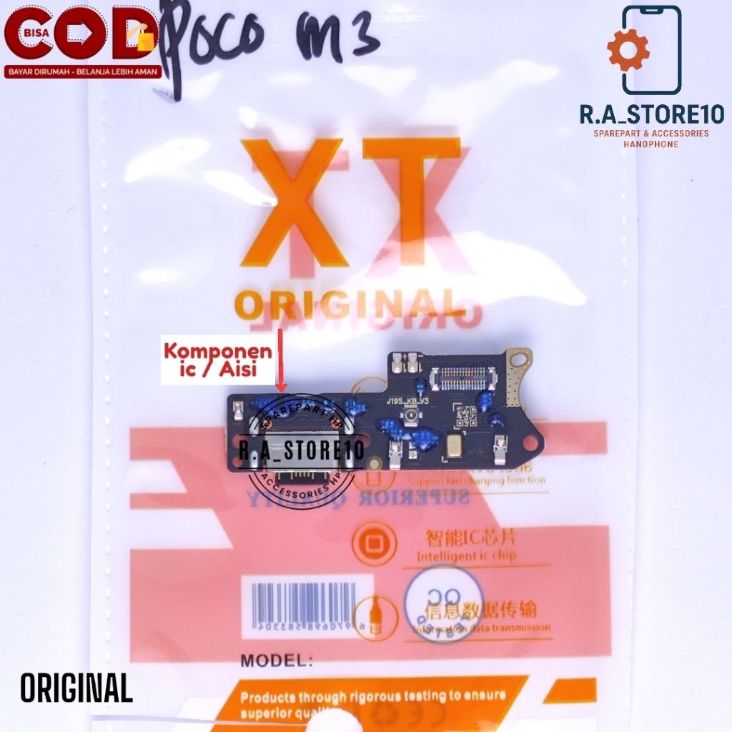 Flexibel Charger + IC POCO M3 / REDMI 9T ORIGINAL + MIC Full Komponen Aisi - Flexi Flexible Fleksibe